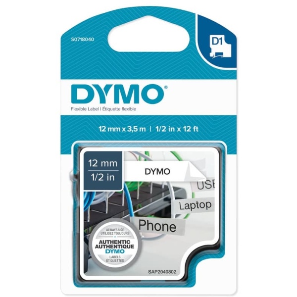 Nastro Dymo 12mm x 3,5m nylon - 16957 (S0718040) nero-bianco - 092297