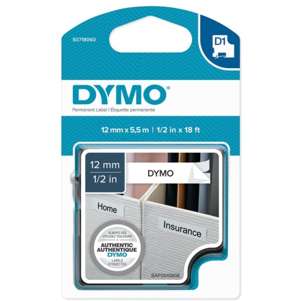 Nastro Dymo 12mm x 5,5m polyester - 16959 (S0718060) nero-bianco - 092319