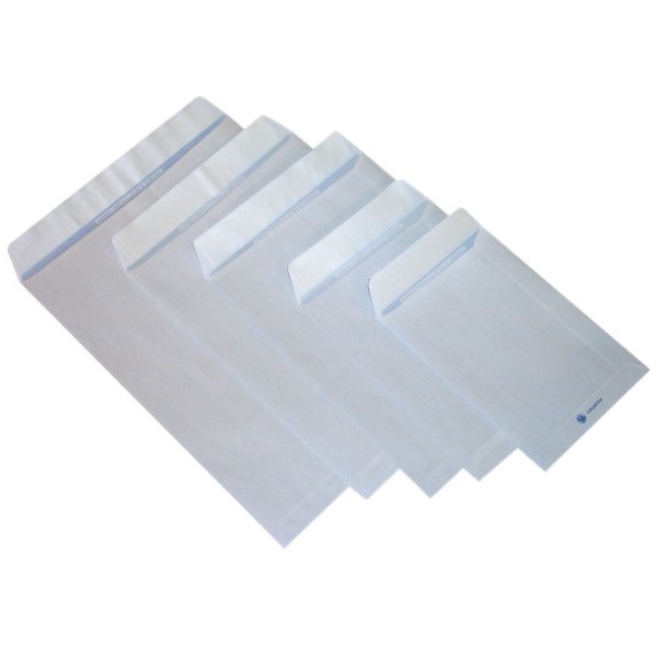 Buste a sacco con strip Pigna - bianco - 16x23 cm - 80 g/mq - strip - 0029463 (conf.500)