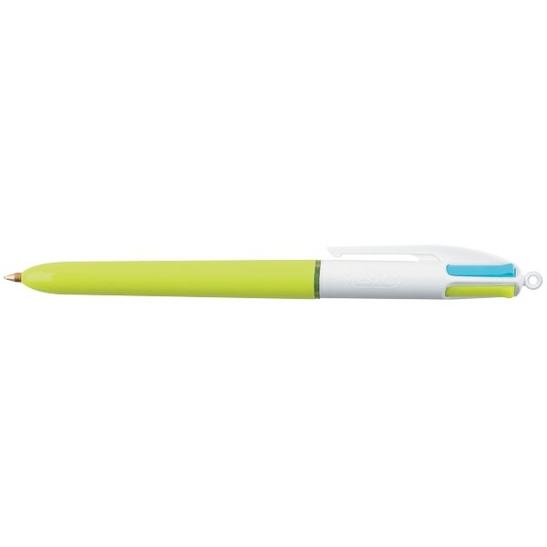 Penna a sfera 4 colori Bic multicolore - tratto 0,7 mm - fusto bianco/verde  (conf. 1)