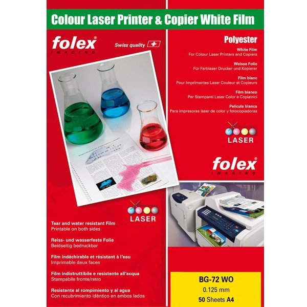 Film per stampanti laser e copiatrici Folex - bianco lucido - 125 my - 29729.125.44100 (conf.50)