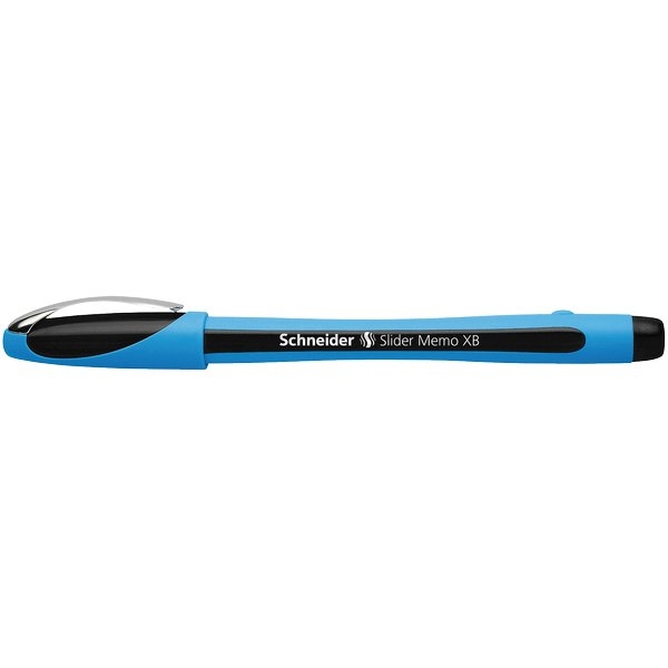 Penna a sfera con cappuccio Schneider Memo nera - tratto 0,7 mm - fusto  azzurro/nero (conf. 1)