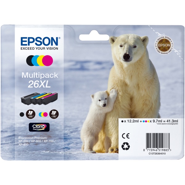 Cartuccia Epson 26XL/blister RS (C13T26364010) nero-ciano-magenta-giallo - 140383