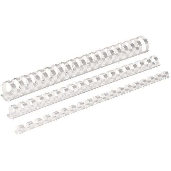Dorsi plastici a 21 anelli Fellowes - 6 mm - 20 fogli - bianco - 5345005 (conf.100)