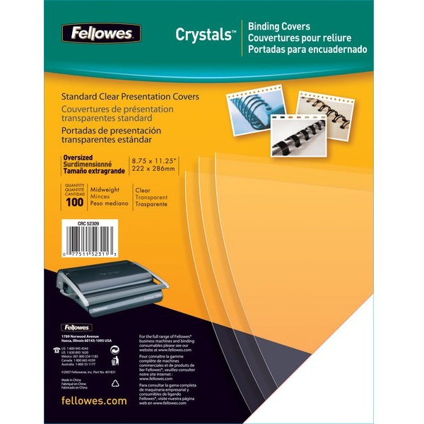 Copertine in PVC per rilegatura Fellowes - A4 - 250 my - trasparente - 53762 (conf.100)