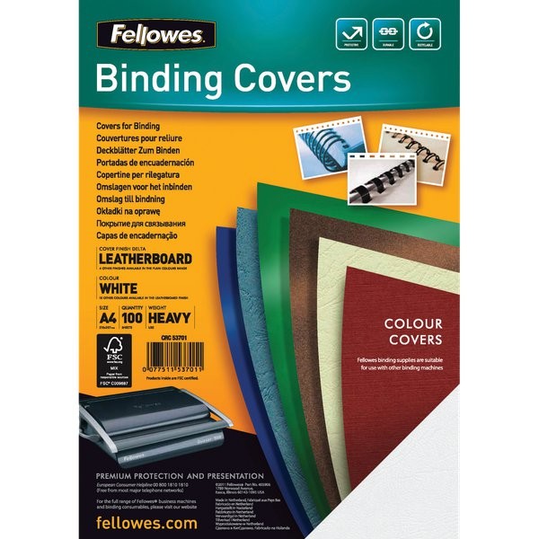 Copertine in cartoncino per rilegatura Fellowes - A3 - 250 my - nero - 5374401 (conf.100)