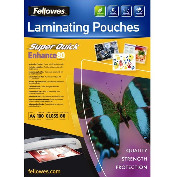 Pouches SuperQuick Fellowes - 80 my - 5440001 (conf.100)