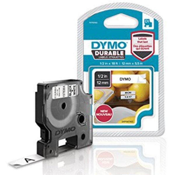 Etichette Dymo D1 Durable Dymo - 12 mm x 5,5 m - nero/bianco - 1978364