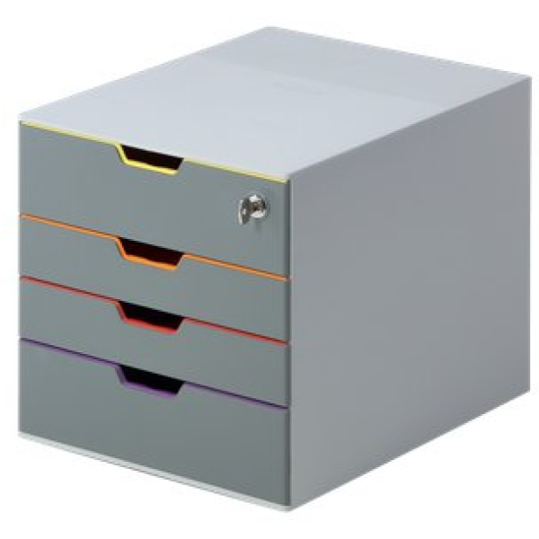 Cassettiere da scrivania Varicolor&reg; Durable - Con serratura - grigio e multicolore