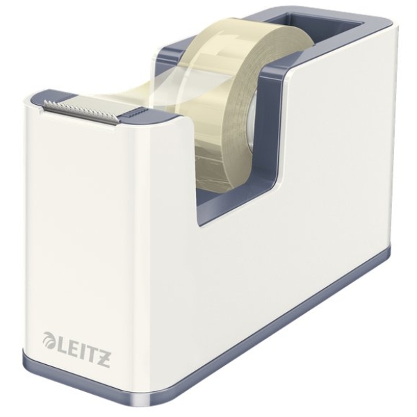 Dispenser per nastro adesivo WOW Dual Color Leitz - 5,1x12,6x7,6 cm - bianco metellizzato - 53641001