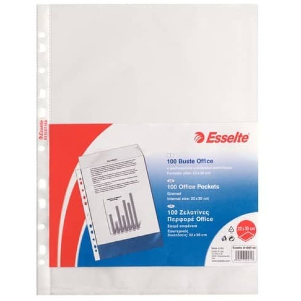 Buste a perforazione universale goffrate Copy Safe Esselte - Office - 22x30 cm - 391097100 (conf.100)