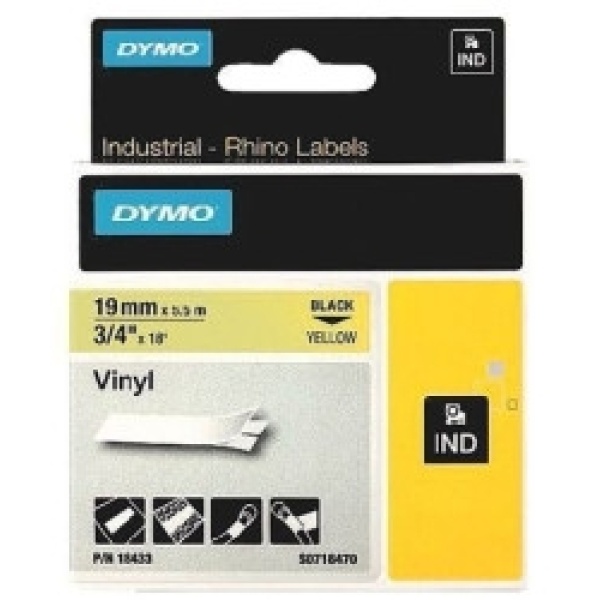 Nastro Rhino vinile Dymo - 19mm giallo - 18433