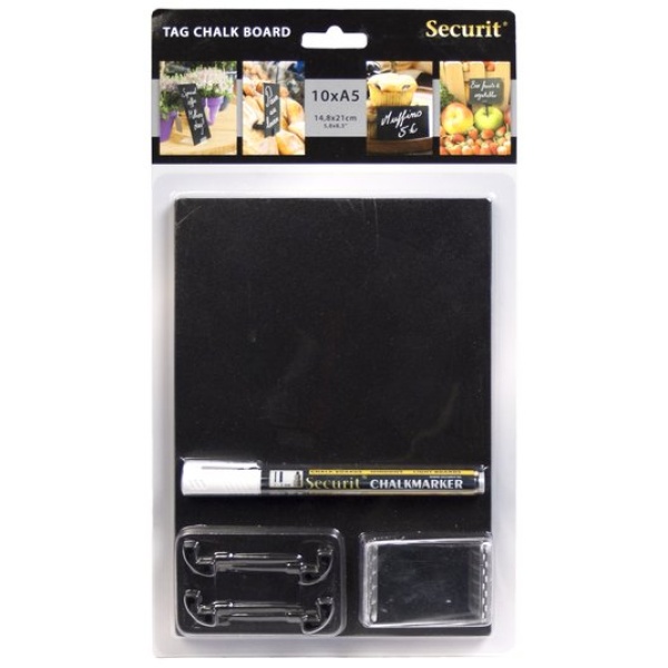 Targhe scrivibili Securit - nero - A4 - TAG-A5-WT (conf.10)
