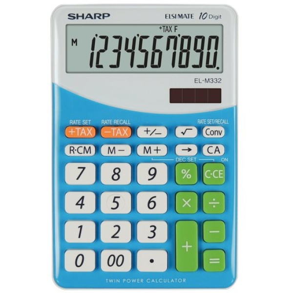 Calcolatrice da tavolo EL-M332B a 10 cifre Sharp - blu - SH-ELM332BBL