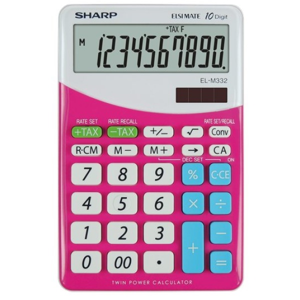Calcolatrice da tavolo EL-M332B a 10 cifre Sharp - rosa - SH-ELM332BPK