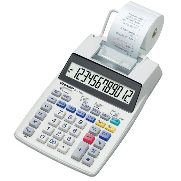 Calcolatrice scrivente EL-1750V a 12 cifre Sharp - grigio - SH-EL1750V
