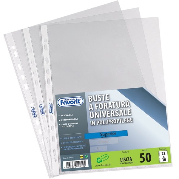 Buste forate trasparenti A5 Favorit Superior alto spessore