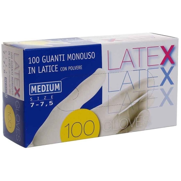 Guanti in lattice Icoguanti - Latex - M - DPI 1 cat. - bianco - esl / m (conf.100)