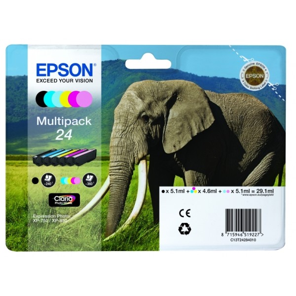 Cartuccia Epson 24/ELEFANTE (C13T24284010) 6 colori - 235905