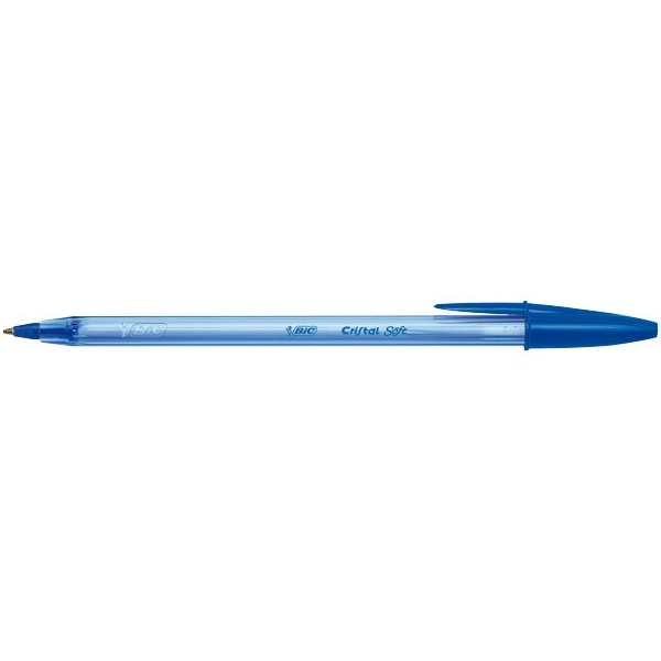 Penna a sfera con cappuccio Bic Cristal Soft Easy Glide blu - tratto 0,8 mm  - fusto blu (conf. 50)