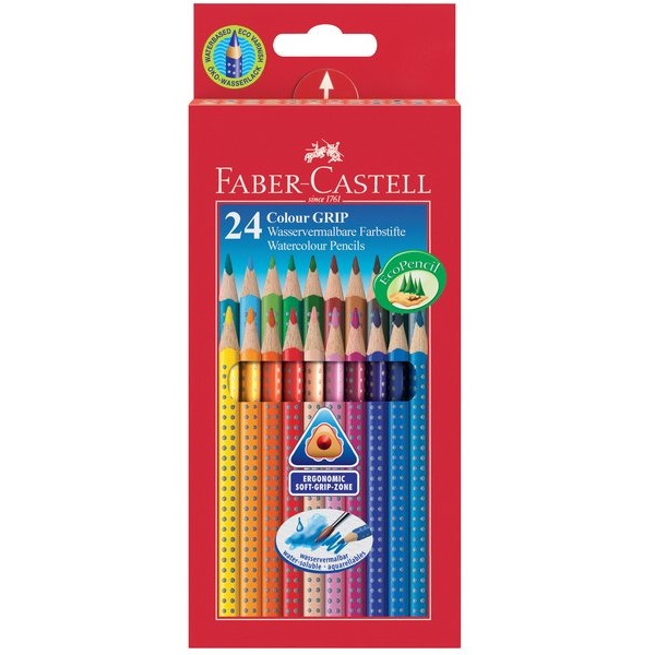 Matite Colorate Acquerellabili Colour Grip Faber Castell - Astuccio Cartone - 112424 (Conf.24)