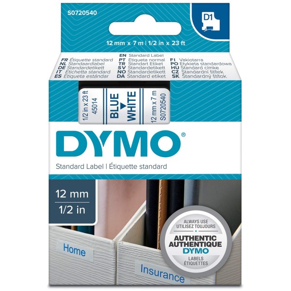 Nastro Dymo 12mm x 7m - 45014 (S0720540) blu-bianco - 260342