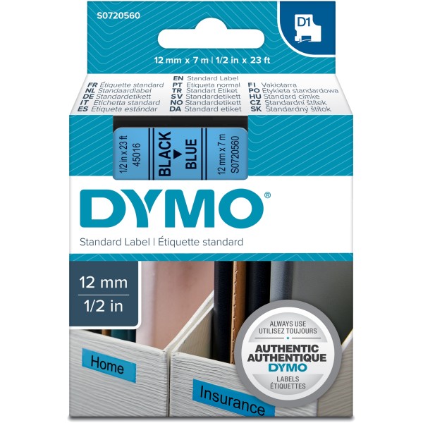 Nastro Dymo 12mm x 7m - 45016 (S0720560) nero-blu - 260369