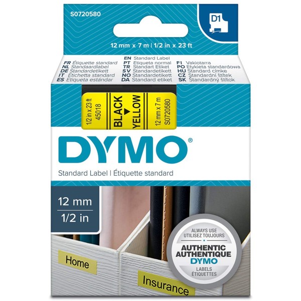 Nastro Dymo 12mm x 7m - 45018 (S0720580) nero-giallo - 260385