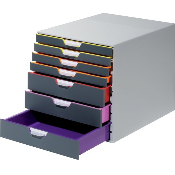 Cassettiere Da Scrivania Varicolor&reg; Durable - Grigio E Multicolore - 7 - 2,5 / 5 Cm - 7607-27