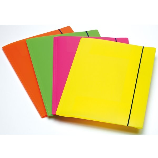 Cartella A 3 Lembi Fluo Con Elastico In Ppl Fellowes - Assortito - 1028001 (Conf.4)