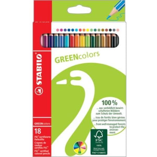 Matite Colorate Greencolors Stabilo - 6019/2-181 (Conf.18)