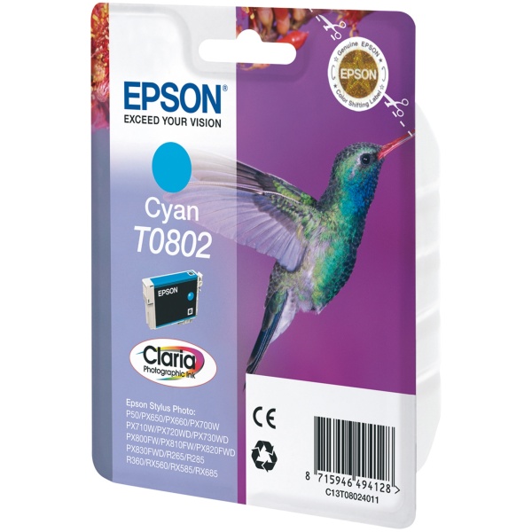 Cartuccia Epson T0802/blister RS (C13T08024011) ciano - 381741