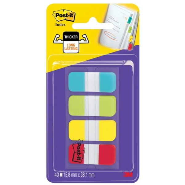 Segnapagina Post-it&reg; Index Strong Mini Post-It - turchese, verde lime, giallo, rosso - 676-ALYR (conf.4)