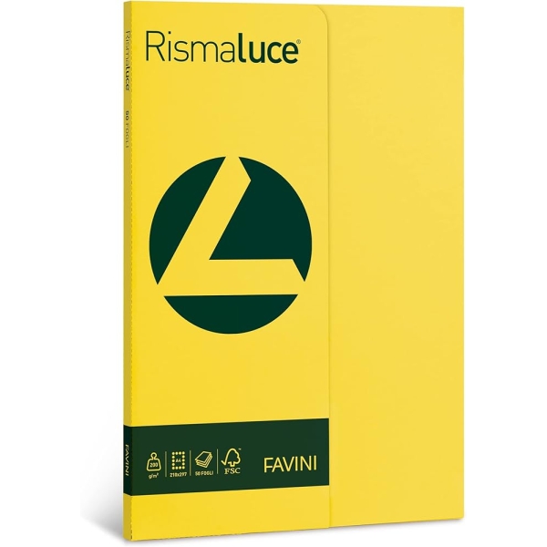 Carta e cartoncini in rismette Favini - forti - A4 - 200 g/mq - giallo sole - A69B544 (risma50)