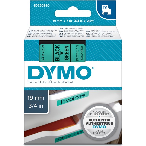 Nastro Dymo 19mm x 7m - 45809 (S0720890) nero-verde - 389381