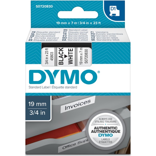 Nastro Dymo 19mm x 7m - 45803 (S0720830) nero-bianco - 389411