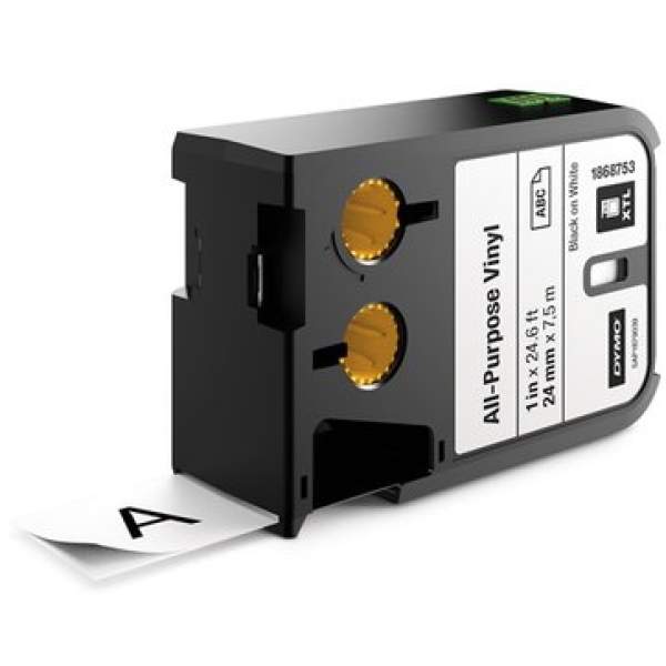 Etichette XTL in vinile Dymo - 24 mm - nero/bianco - 1868753