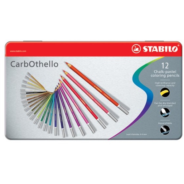 Matite colorate CarbOthello Stabilo - Scatola in metallo - 1412-6 (conf.12)