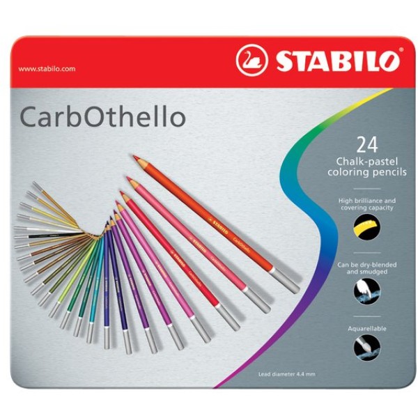 Matite colorate CarbOthello Stabilo - Scatola in metallo - 1424-6 (conf.24)