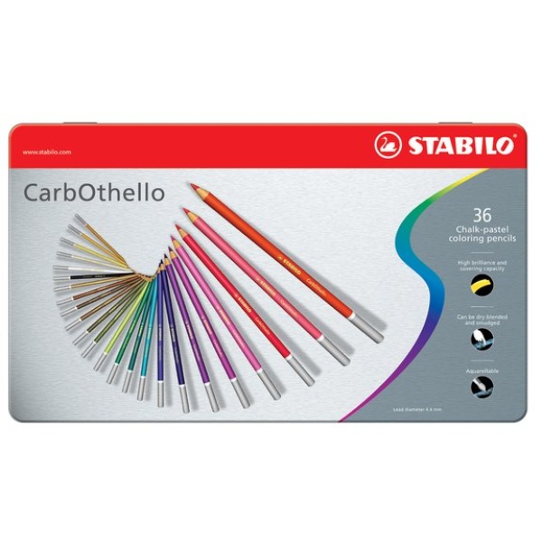Matite colorate CarbOthello Stabilo - Scatola in metallo - 1436-6 (conf.36)