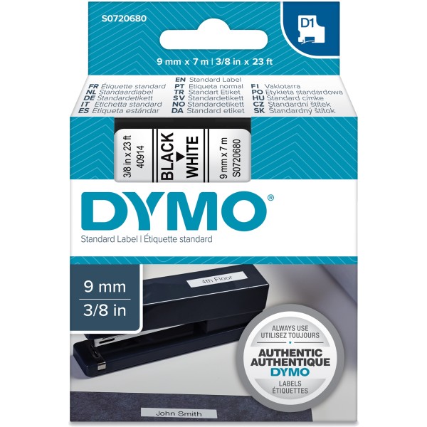 Nastro Dymo 9mm x 7m (S0720680) nero-bianco - 433489