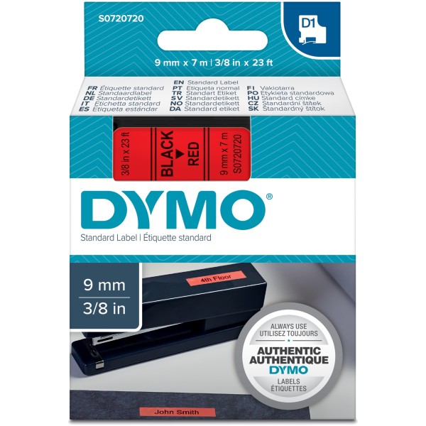 Nastro Dymo 9mm x 7m - 40917 (S0720720) nero-rosso - 433497