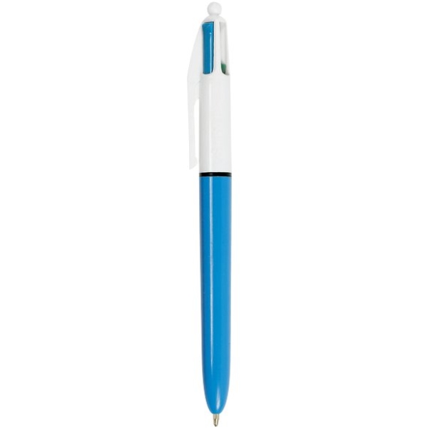 Penna a sfera 4 colori Bic multicolore - tratto 0,4 mm - fusto  bianco/azzurro (conf. 1)