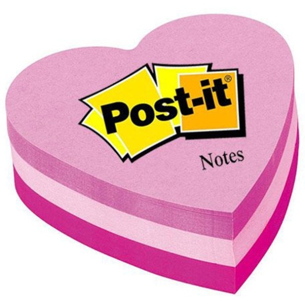 Blocchi memo adesivi Post-It colori assortiti - cuore - 225 fogli (conf. 1)