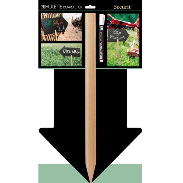 Lavagna Silhouette Freccia con asta in legno Securit - 77,5x30 cm - FBS-ARROW