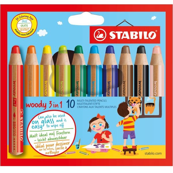 Pastelli Woody 3 in 1 Stabilo - 880/10 (conf.10)