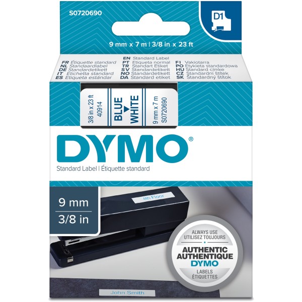 Nastro Dymo 9mm x 7m - 40914 (S0720690) blu-bianco - 698955