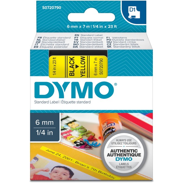 Nastro Dymo 6mm x 7m - 43618 (S0720790) nero-giallo - 699039