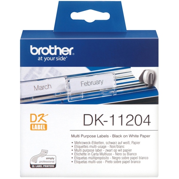 Etichette Brother DK11204 nero-bianco - 744735