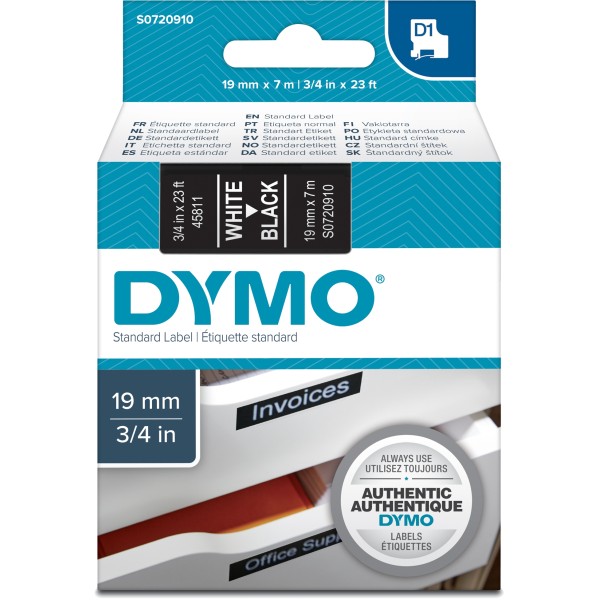 Nastro Dymo 19mm x 7m - 45811 (S0720910) bianco-nero - 755737